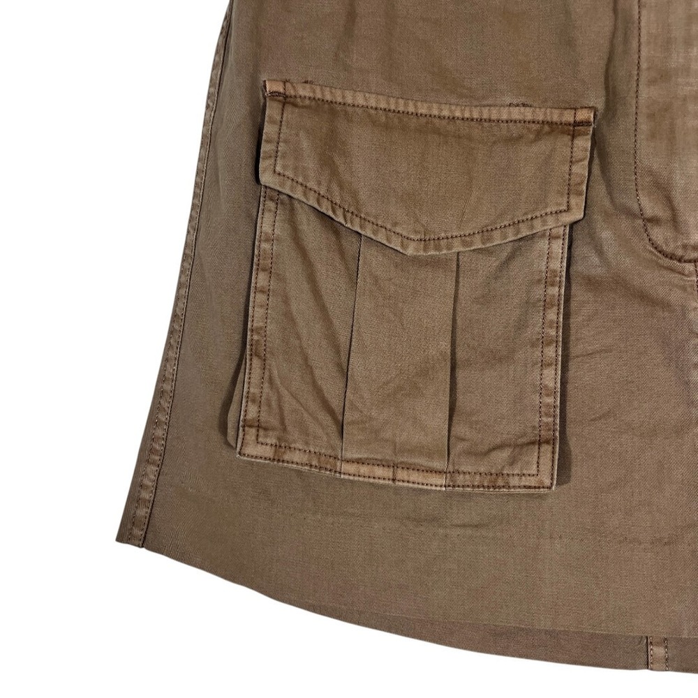 Lucky Brand Cargo Solid Mini Skirt Brown Utility Gorpcore Pockets Size S - Picture 2 of 5